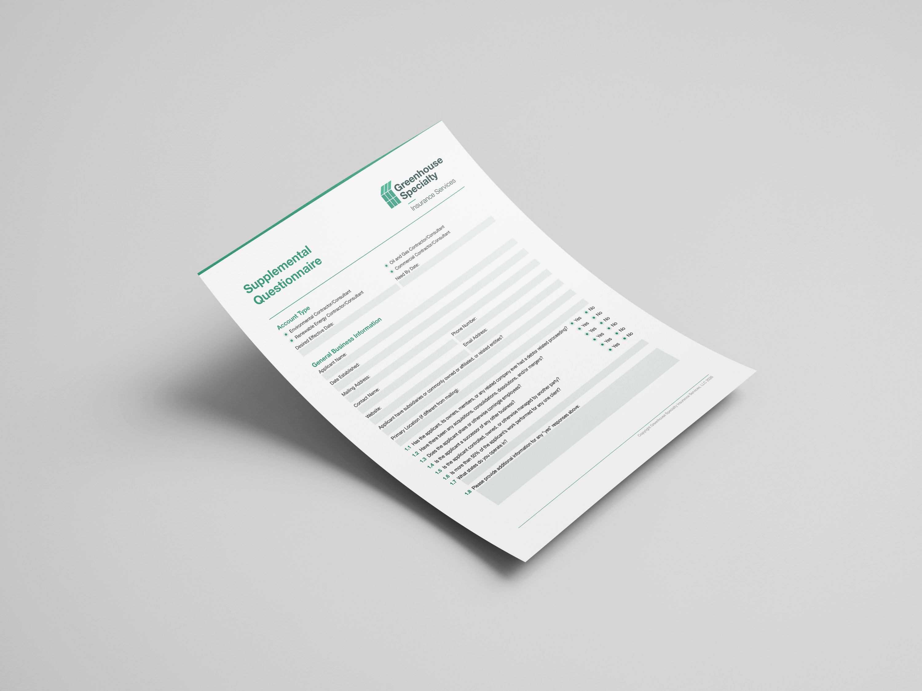 Greenhouse Specialty questionnaire