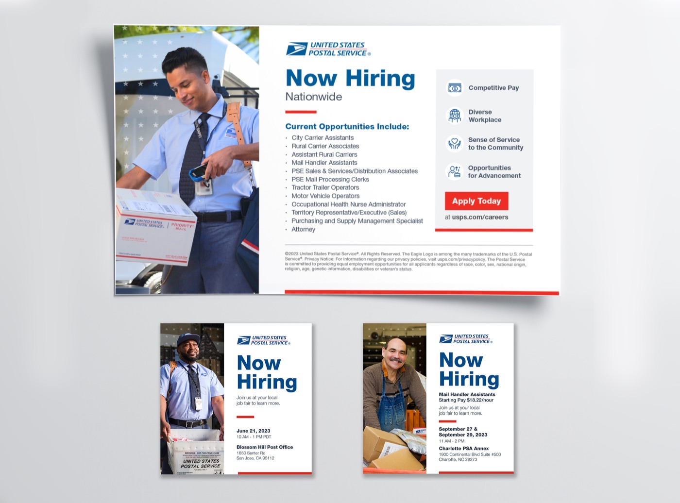 USPS Now Hiring print materials