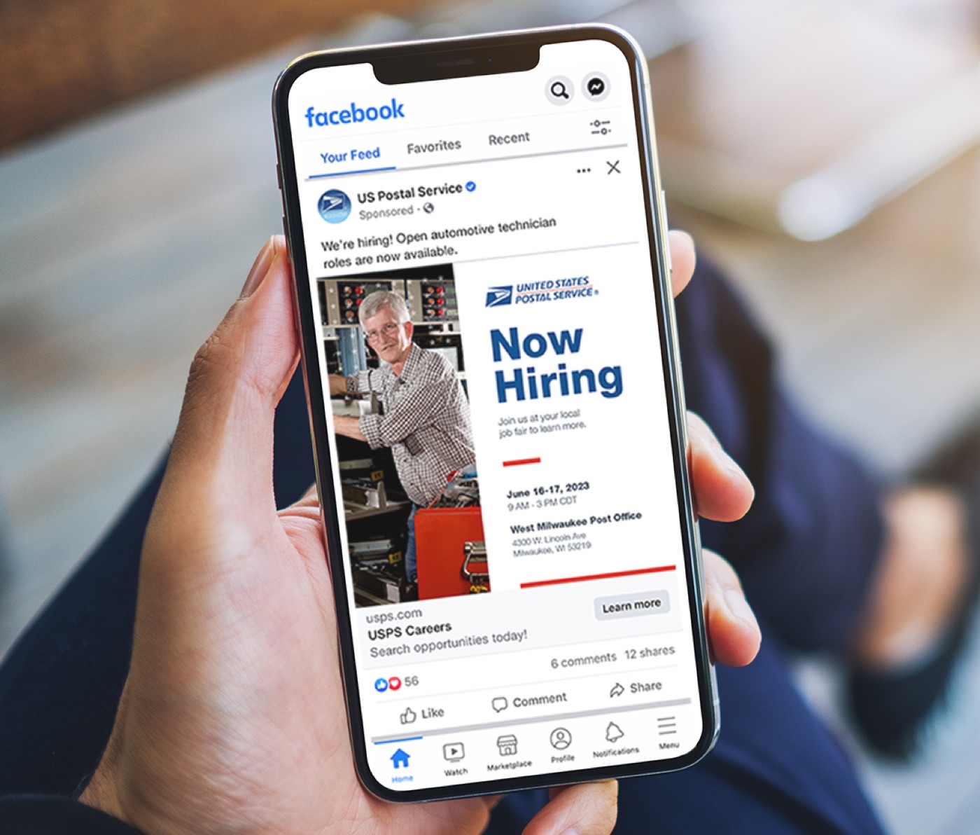 USPS Facebook post mockup